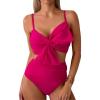imageMilumia Womens 2 Piece High Waisted Bow Bikini Set Twist Front Ruched Swimsuits Bathing SuitsHot Pink