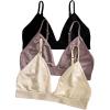 imageMilumia Womens 3 Pack Triangle Bralettes Adjustable Straps Soft Wirefree Everyday BrasDusty Pink Apricot
