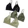 imageMilumia Womens 3 Pack Triangle Bralettes Adjustable Straps Soft Wirefree Everyday BrasGreen and Black