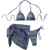 imageMilumia Womens 3 Piece Boho Bikini Set with Cover Ups Triangle Halter SwimsuitsBlue