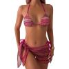 imageMilumia Womens 3 Piece Boho Bikini Set with Cover Ups Triangle Halter SwimsuitsMulticolor