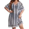 imageMilumia Womens Plus Size Swim Coverup Tie Dye A Line Bikini Cover Ups BeachwearMulti Black and White