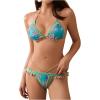 imageMilumia Womens Ruffle Bikini Set Boho Floral Geo Print Tie Halter Frill Swimwear Sexy Bathing SuitLight Sea Green