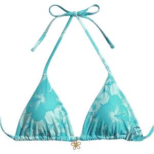 imageMilumia Floral Halter String Triangle Bikini Top for Women Bathing Suit Swim TopMint Green