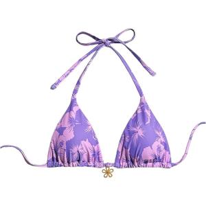 imageMilumia Floral Halter String Triangle Bikini Top for Women Bathing Suit Swim TopPurple