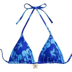 imageMilumia Floral Halter String Triangle Bikini Top for Women Bathing Suit Swim TopRoyal Blue