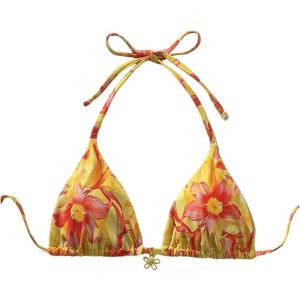 imageMilumia Floral Halter String Triangle Bikini Top for Women Bathing Suit Swim TopYellow