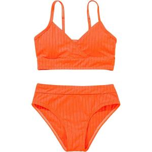 imageMilumia Girls Cute Two Piece Swimsuit V Neck Spaghetti Strap Wireless Bikini SetOrange