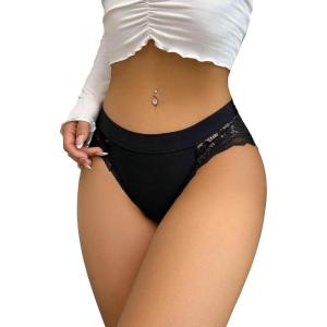 imageMilumia Women Sexy Lace Panty Underwear Low Rise Soft Panties Cheeky Bikini BriefsBlack