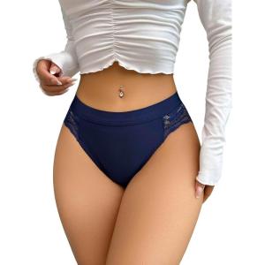 imageMilumia Women Sexy Lace Panty Underwear Low Rise Soft Panties Cheeky Bikini BriefsDark Blue