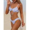 imageMilumia Womens 2 Piece Bikini Sets Ditsy Floral Swimsuit Tie Back SwimwearBlue and White