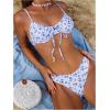 imageMilumia Womens 2 Piece Bikini Sets Ditsy Floral Swimsuit Tie Back SwimwearBlue and White