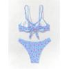 imageMilumia Womens 2 Piece Bikini Sets Ditsy Floral Swimsuit Tie Back SwimwearLight Blue