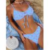imageMilumia Womens 2 Piece Bikini Sets Ditsy Floral Swimsuit Tie Back SwimwearLight Blue