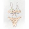 imageMilumia Womens 2 Piece Bikini Sets Ditsy Floral Swimsuit Tie Back SwimwearOrange