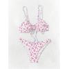 imageMilumia Womens 2 Piece Bikini Sets Ditsy Floral Swimsuit Tie Back SwimwearPink