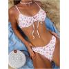 imageMilumia Womens 2 Piece Bikini Sets Ditsy Floral Swimsuit Tie Back SwimwearPink