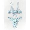 imageMilumia Womens 2 Piece Bikini Sets Ditsy Floral Swimsuit Tie Back SwimwearTeal Blue