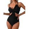 imageMilumia Womens 2 Piece High Waist Bow Bikini Set Twist Swimsuit Bathing SuitsBlack