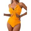 imageMilumia Womens 2 Piece High Waist Bow Bikini Set Twist Swimsuit Bathing SuitsYellow