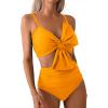 imageMilumia Womens 2 Piece High Waist Bow Bikini Set Twist Swimsuit Bathing SuitsYellow