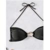 imageMilumia Womens 2 Piece Swimsuit Ring Linked Tie String Halter Thong Bikini Set Bathing SuitsBlack