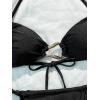 imageMilumia Womens 2 Piece Swimsuit Ring Linked Tie String Halter Thong Bikini Set Bathing SuitsBlack Solid