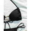imageMilumia Womens 2 Piece Swimsuit Ring Linked Tie String Halter Thong Bikini Set Bathing SuitsBlack Solid