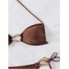imageMilumia Womens 2 Piece Swimsuit Ring Linked Tie String Halter Thong Bikini Set Bathing SuitsBrown