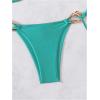 imageMilumia Womens 2 Piece Swimsuit Ring Linked Tie String Halter Thong Bikini Set Bathing SuitsCadet Blue