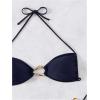 imageMilumia Womens 2 Piece Swimsuit Ring Linked Tie String Halter Thong Bikini Set Bathing SuitsDark Blue