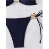 imageMilumia Womens 2 Piece Swimsuit Ring Linked Tie String Halter Thong Bikini Set Bathing SuitsDark Blue