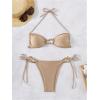 imageMilumia Womens 2 Piece Swimsuit Ring Linked Tie String Halter Thong Bikini Set Bathing SuitsLight Brown