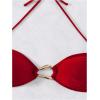 imageMilumia Womens 2 Piece Swimsuit Ring Linked Tie String Halter Thong Bikini Set Bathing SuitsRed