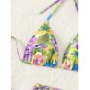 imageMilumia Womens 4 Piece Swimsuits Triangle Bikini Sets Bathing Suit with Mesh Cover Up Beach Skirt ampamp BandanaFloral Purple Green