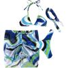 imageMilumia Womens 4 Piece Swimsuits Triangle Bikini Sets Bathing Suit with Mesh Cover Up Beach Skirt ampamp BandanaMulticolored