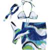 imageMilumia Womens 4 Piece Swimsuits Triangle Bikini Sets Bathing Suit with Mesh Cover Up Beach Skirt ampamp BandanaMulticolored