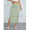 imageMilumia Womens Ditsy Floral Mesh Split Hem Long Skirt High Waisted Boho Midi SkirtsA Light Green and White