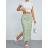 imageMilumia Womens Ditsy Floral Mesh Split Hem Long Skirt High Waisted Boho Midi SkirtsA Light Green and White