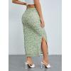 imageMilumia Womens Ditsy Floral Mesh Split Hem Long Skirt High Waisted Boho Midi SkirtsA Light Green and White