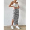 imageMilumia Womens Ditsy Floral Mesh Split Hem Long Skirt High Waisted Boho Midi SkirtsBlack and White