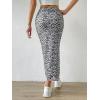 imageMilumia Womens Ditsy Floral Mesh Split Hem Long Skirt High Waisted Boho Midi SkirtsBlack and White