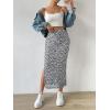 imageMilumia Womens Ditsy Floral Mesh Split Hem Long Skirt High Waisted Boho Midi SkirtsBlack and White