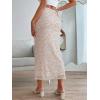 imageMilumia Womens Ditsy Floral Mesh Split Hem Long Skirt High Waisted Boho Midi SkirtsDusty Pink