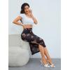 imageMilumia Womens Ditsy Floral Mesh Split Hem Long Skirt High Waisted Boho Midi SkirtsMulti Black Red