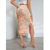 imageMilumia Womens Ditsy Floral Mesh Split Hem Long Skirt High Waisted Boho Midi SkirtsPink Multi