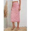 imageMilumia Womens Ditsy Floral Mesh Split Hem Long Skirt High Waisted Boho Midi SkirtsRed