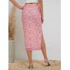 imageMilumia Womens Ditsy Floral Mesh Split Hem Long Skirt High Waisted Boho Midi SkirtsRed
