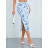imageMilumia Womens Ditsy Floral Mesh Split Hem Long Skirt High Waisted Boho Midi SkirtsWhite Blue