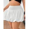 imageMilumia Womens Plus Size Bubble Mini Skirt High Wasted Flared Short SkirtsWhite